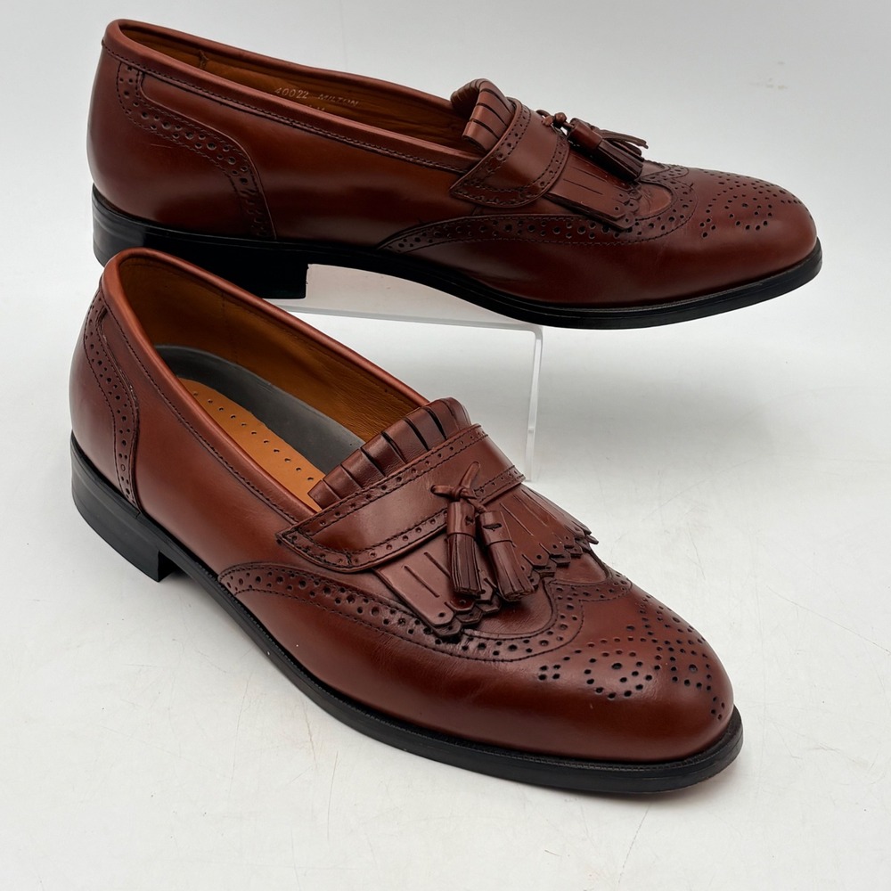 French Shriner Milton Mens‎ Brown Leather Kiltie Tassel Wingtip Loafers
9.5 M